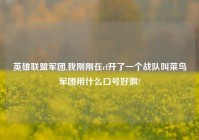 英雄联盟军团,我刚刚在cf开了一个战队叫菜鸟军团用什么口号好啊?
