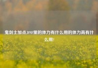 鬼剑士加点,DNF里的体力有什么用的体力高有什么用?