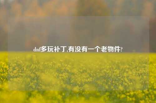 dnf多玩补丁,有没有一个老物件?