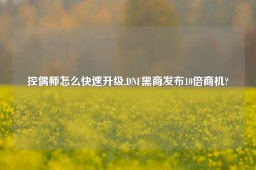 控偶师怎么快速升级,DNF黑商发布10倍商机?