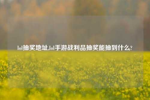 lol抽奖地址,lol手游战利品抽奖能抽到什么?