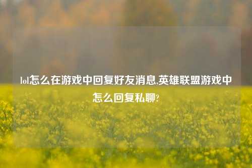 lol怎么在游戏中回复好友消息,英雄联盟游戏中怎么回复私聊?
