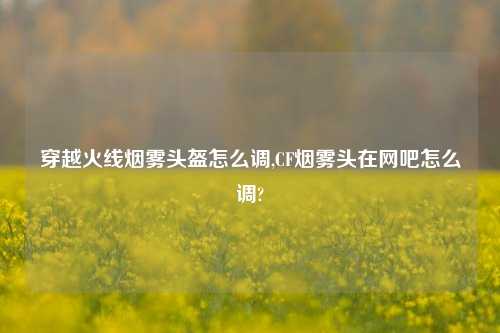 穿越火线烟雾头盔怎么调,CF烟雾头在网吧怎么调?