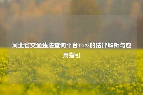 河北省交通违法查询平台12123的法律解析与应用指引