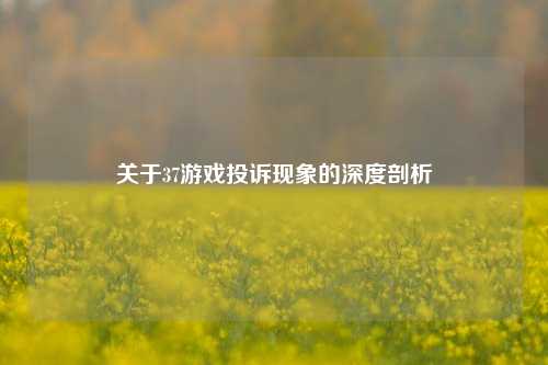 关于37游戏投诉现象的深度剖析