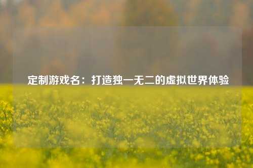  定制游戏名：打造独一无二的虚拟世界体验