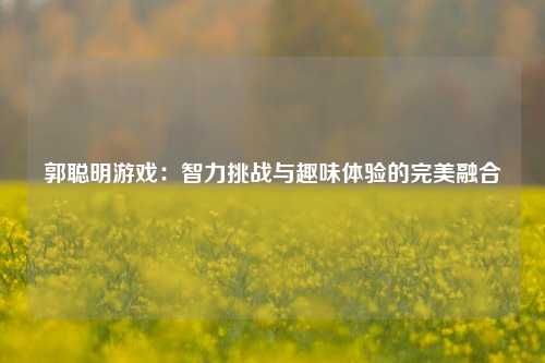 郭聪明游戏:智力挑战与趣味体验的完美融合