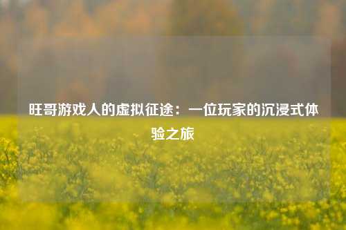 旺哥游戏人的虚拟征途:一位玩家的沉浸式体验之旅
